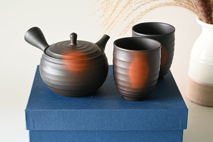 Japanese Green Tea Set - Teapot with Filters (270ml) and Two Cups