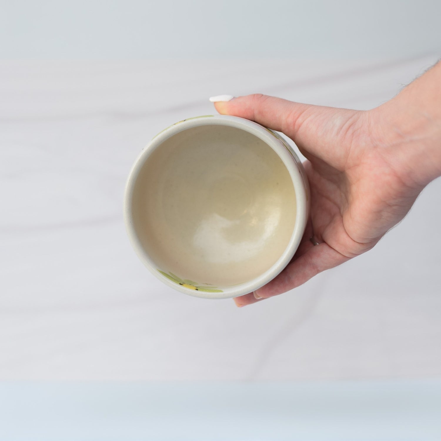 Green Flowers Ceramic Matcha Bowl