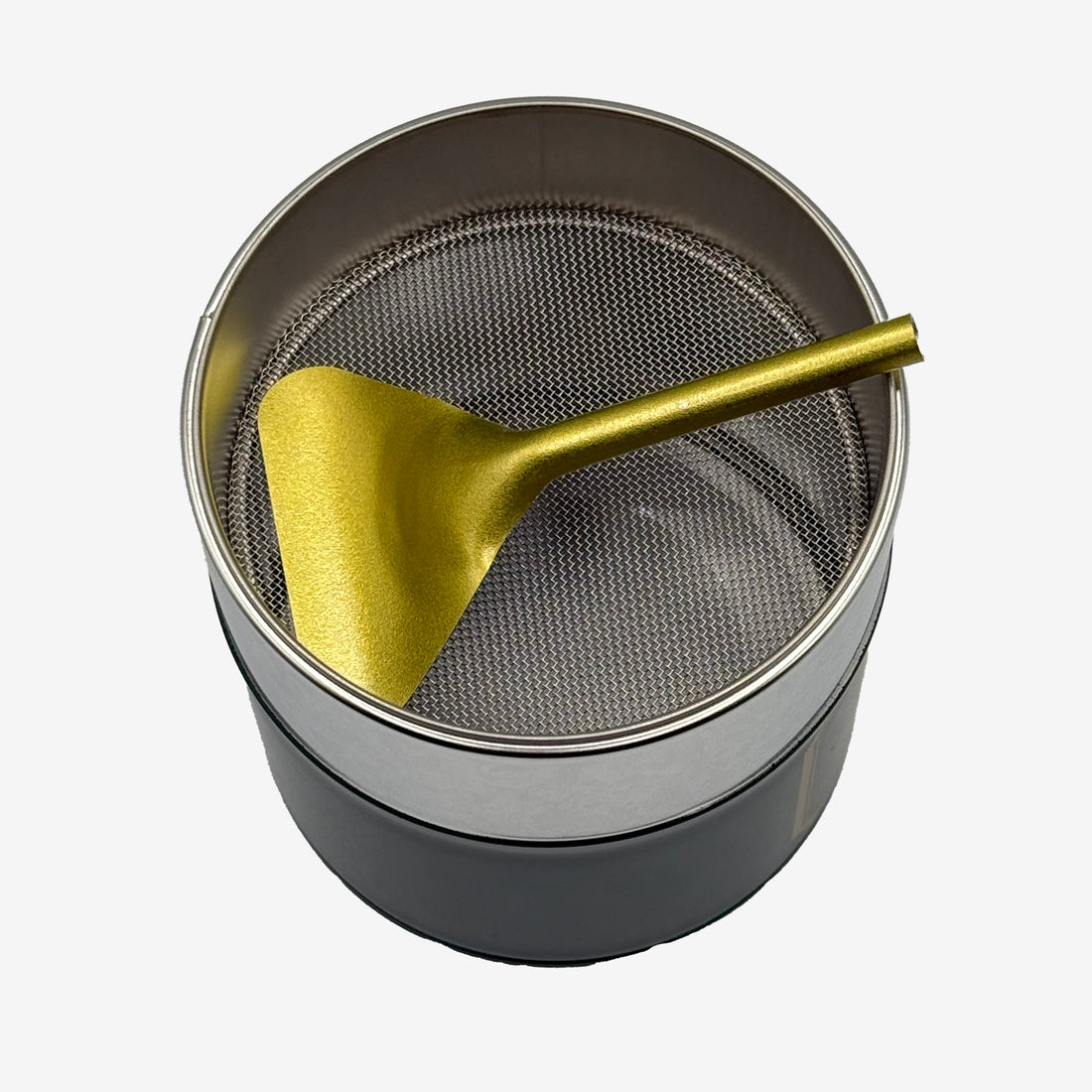 Green Matcha Tin Container With Mesh Sifter and Scoop - Japanese Matcha Canister