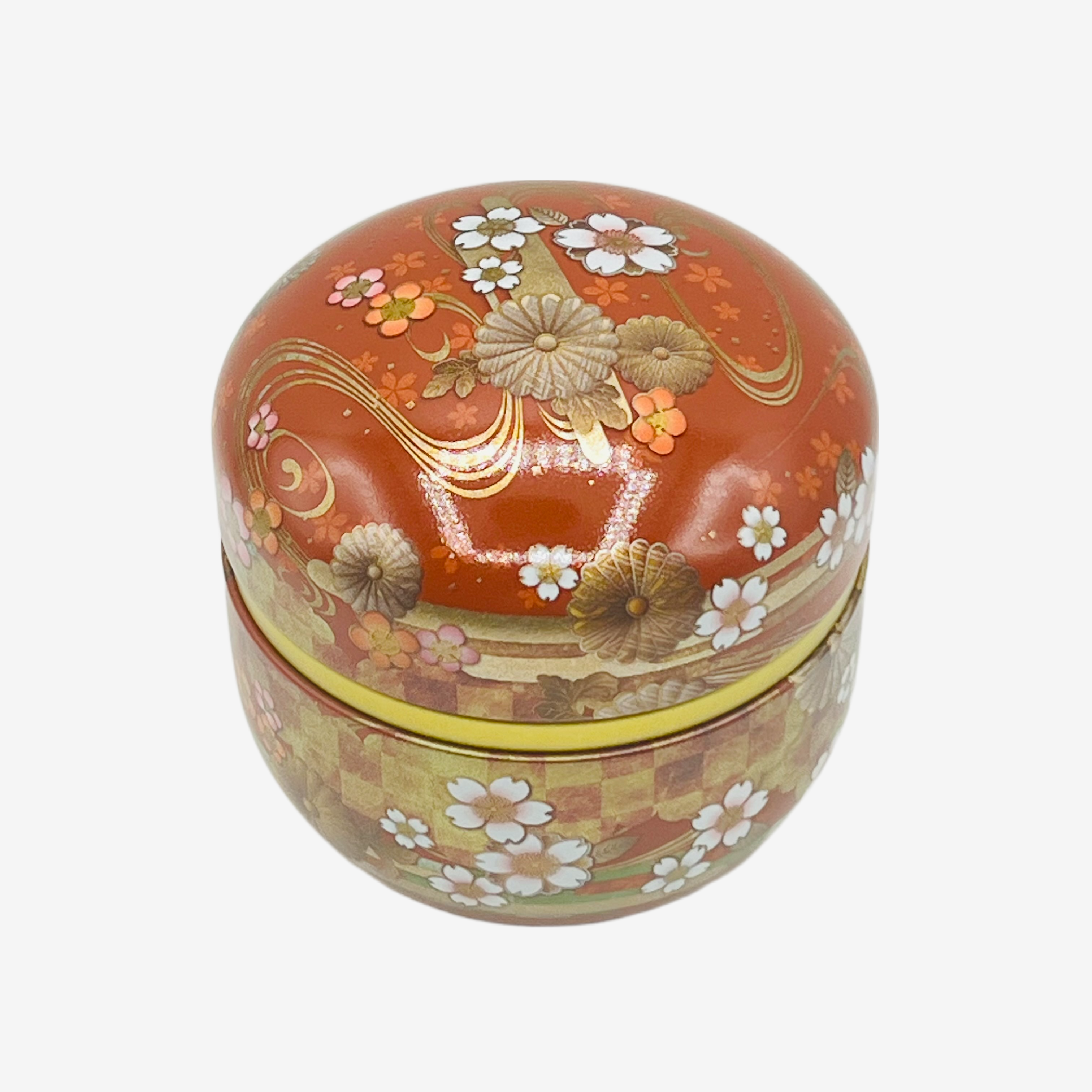 Ito Burgundy Red Metal Tea Canister - Japanese Chazutsu