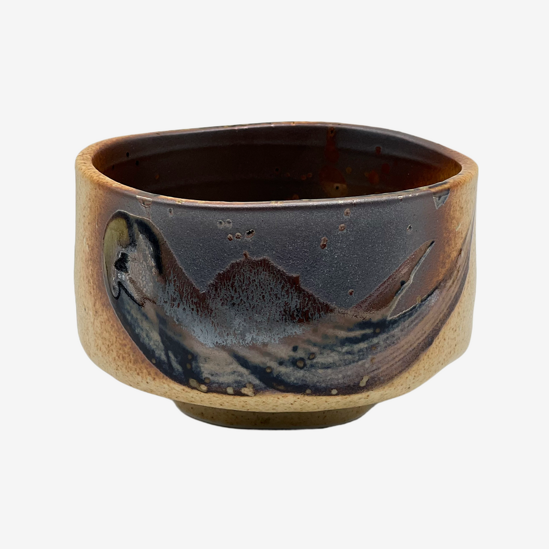 Haruki Brushstroke Sand Yellow Mino-yaki Chawan - Japanese Matcha Bowl