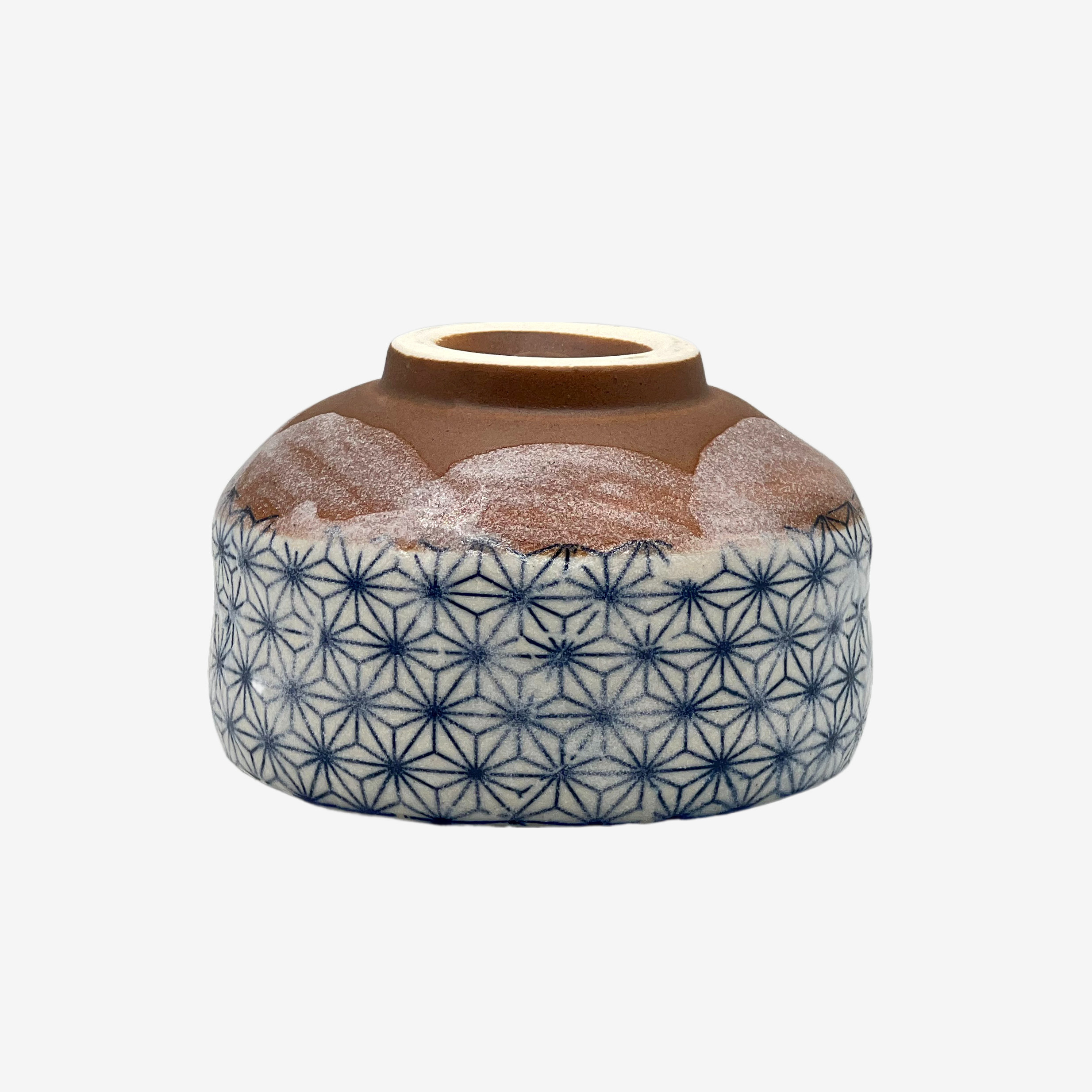 Asanoha Blue Mino-yaki Chawan - Japanese Mini Matcha Bowl