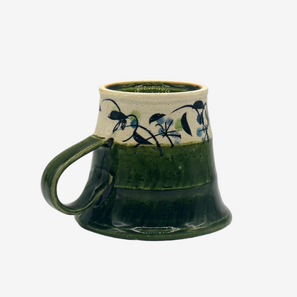 Oribe Kusabana Flower Green Mug - Japanese Tea Mug
