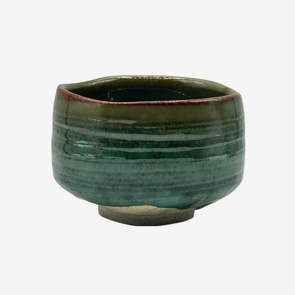 Seigyun Kiln Senjyu Green Chawan w. Custom Wooden Box - Japanese Matcha Bowl