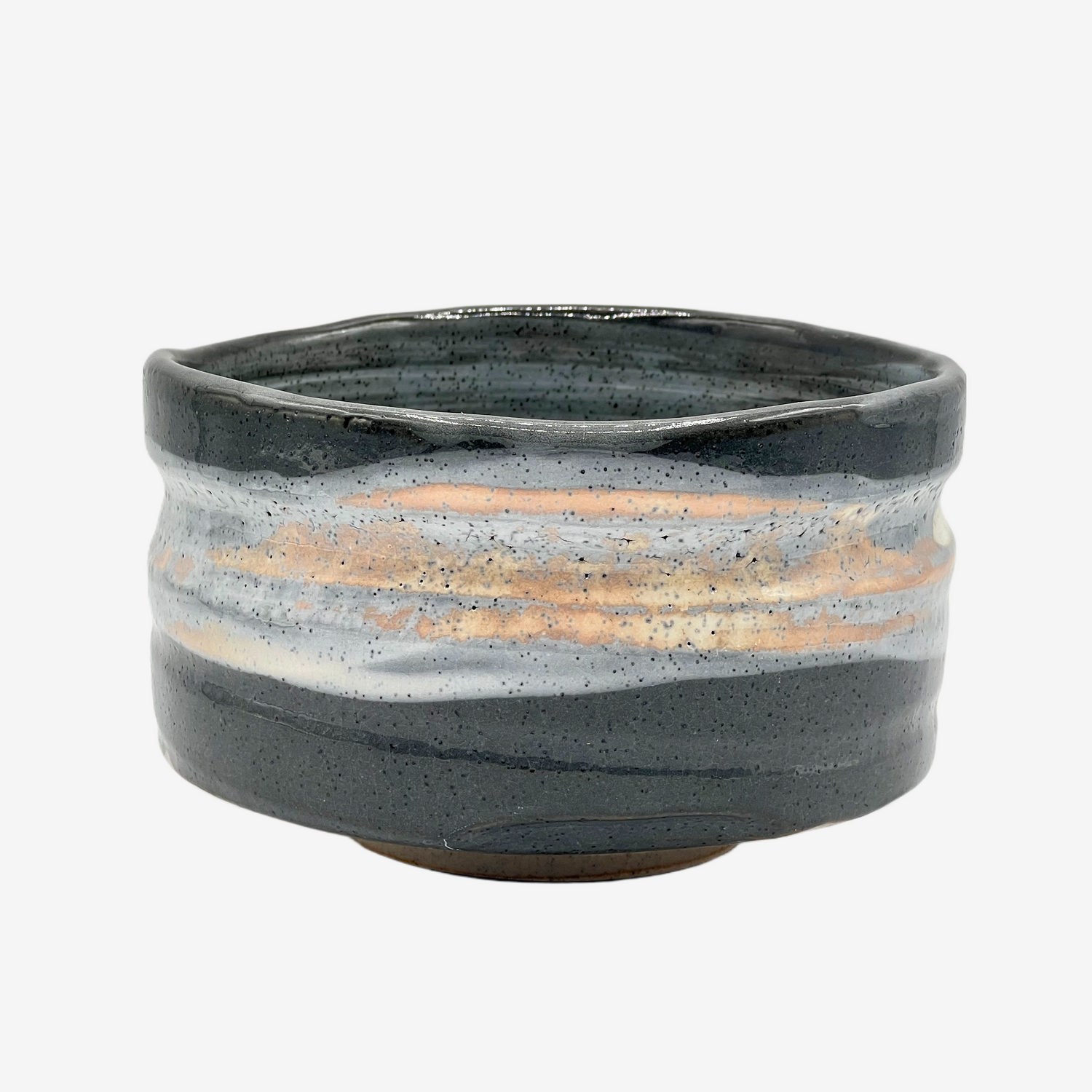 Kumo Nagashi Gray Mino-yaki Chawan - Japanese Matcha Bowl