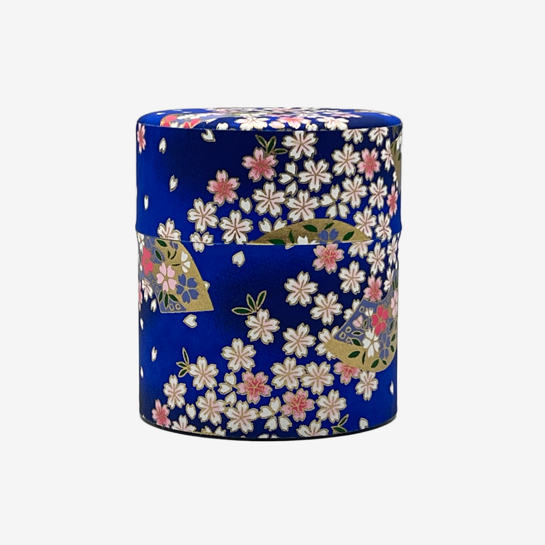 Matsuri Blue Washi Paper Wrapped Tea Canister (S) - Japanese Chazutsu