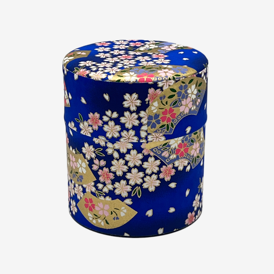 Matsuri Blue Washi Paper Wrapped Tea Canister (S) - Japanese Chazutsu