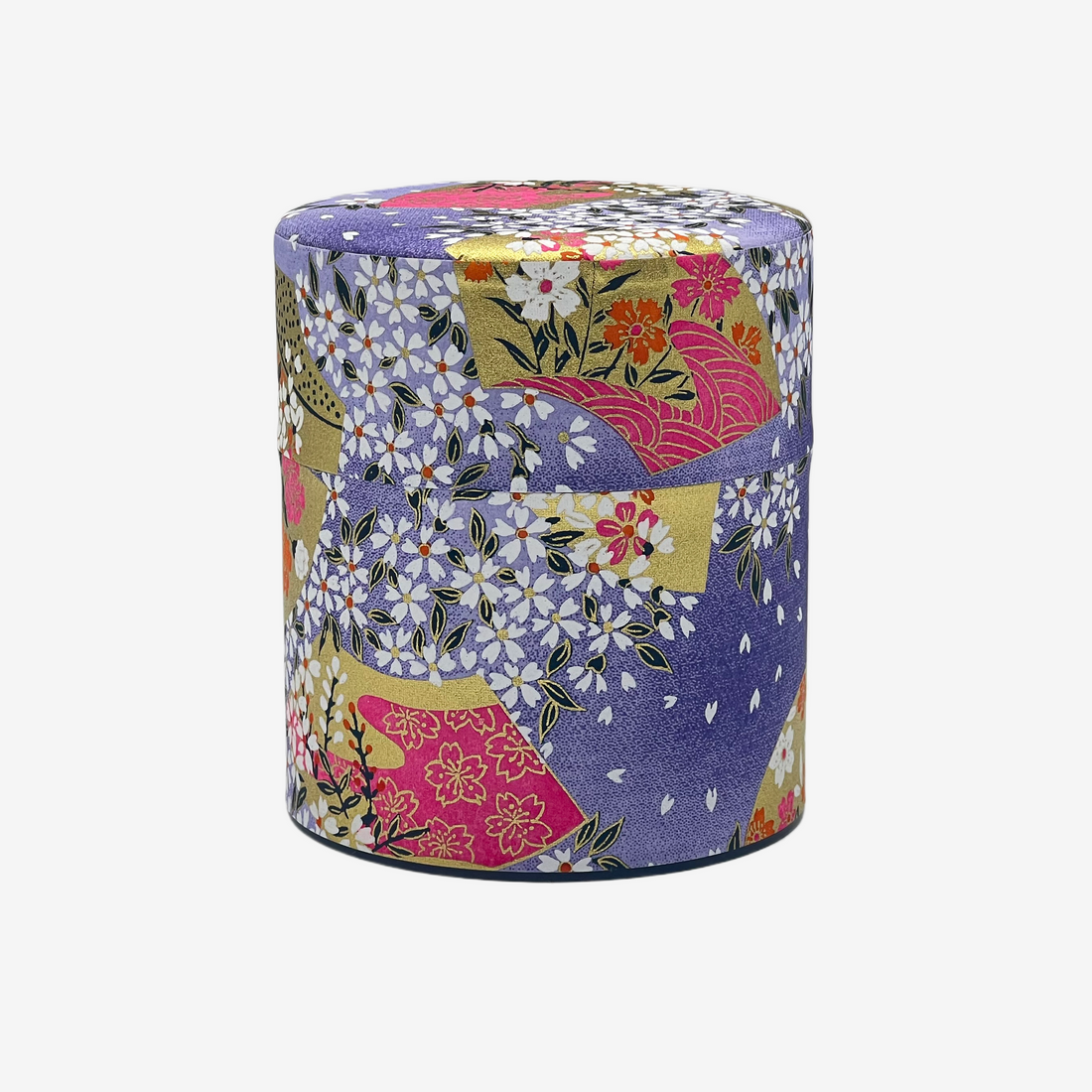 Purple Matsuri Washi Paper Wrapped Tea Canister (S) - Japanese Chazutsu