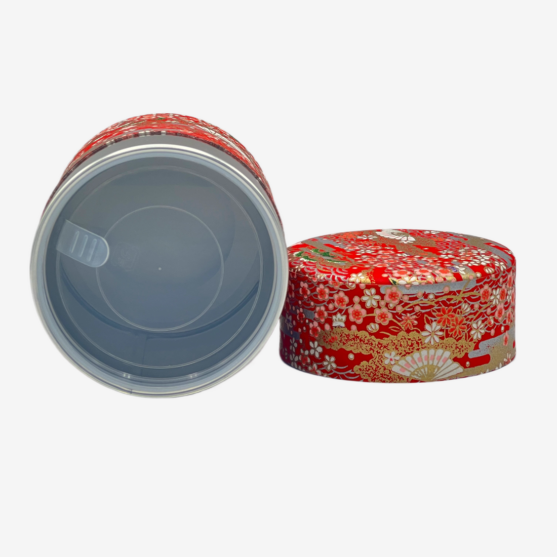 Hiromatsu Red Washi Paper Wrapped Tea Canister (S) - Japanese Chazutsu