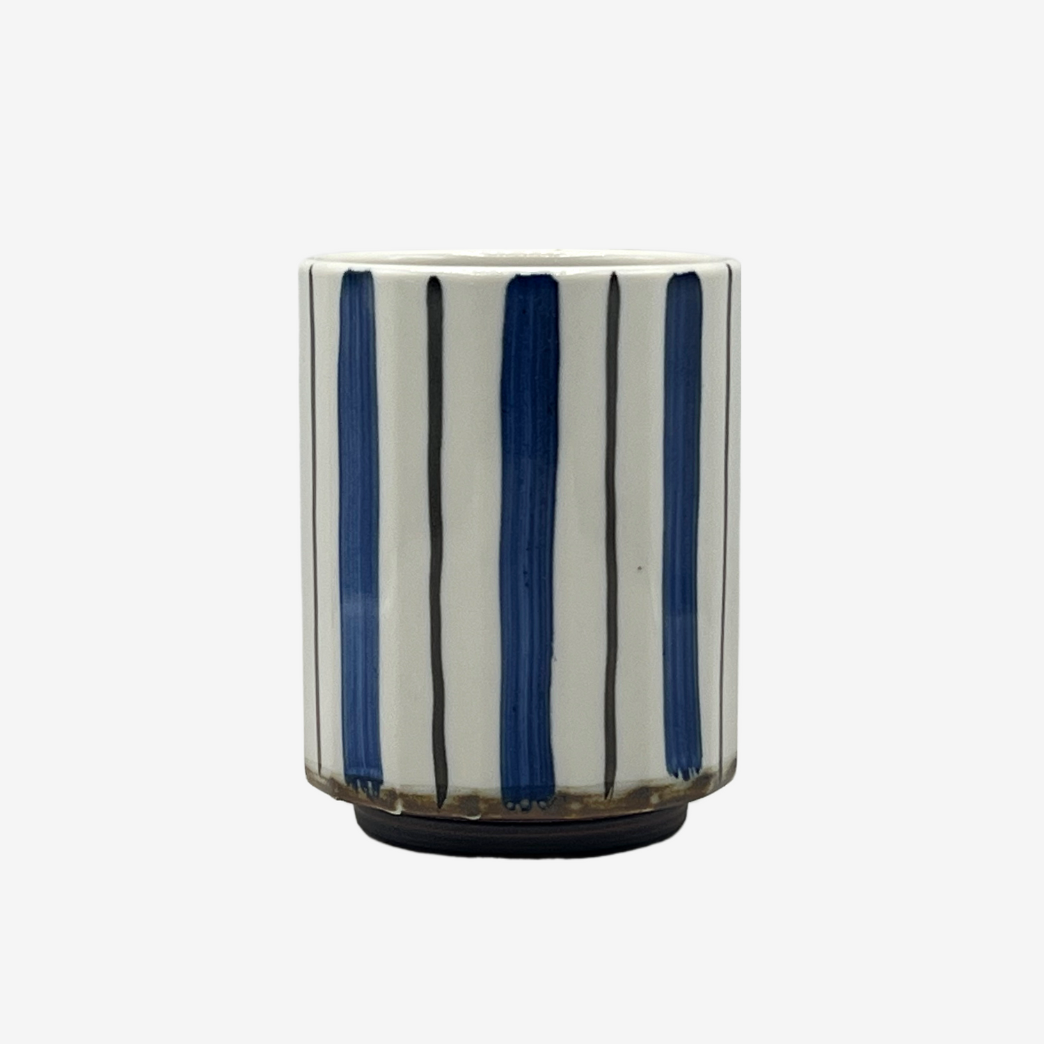 Minami Tokusa Stripe White Mino-yaki Yunomi - Japanese Teacup