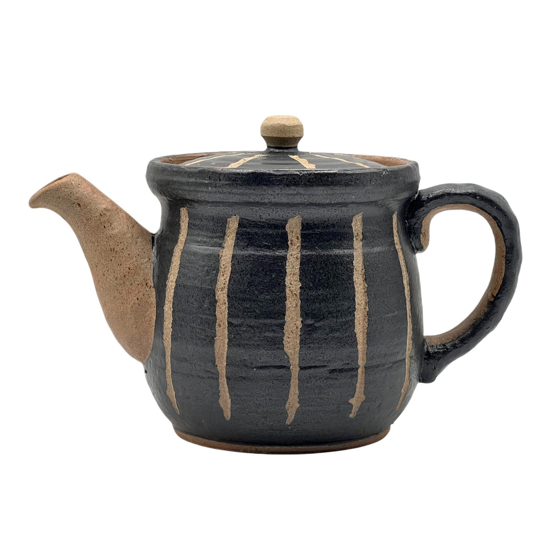 Hori Tokusa Black Mino-yaki Kyusu - Japanese Teapot