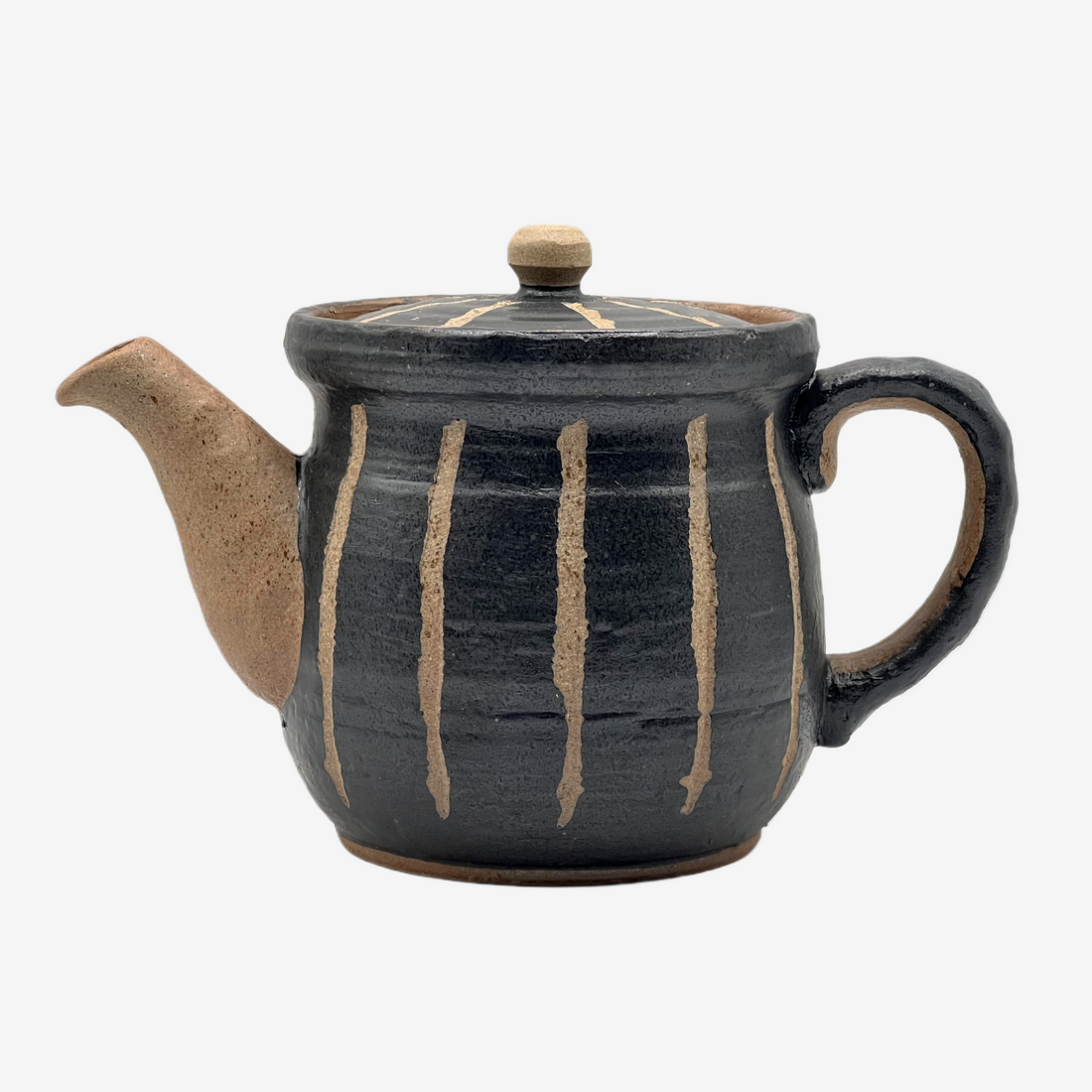 Hori Tokusa Black Mino-yaki Kyusu - Japanese Teapot