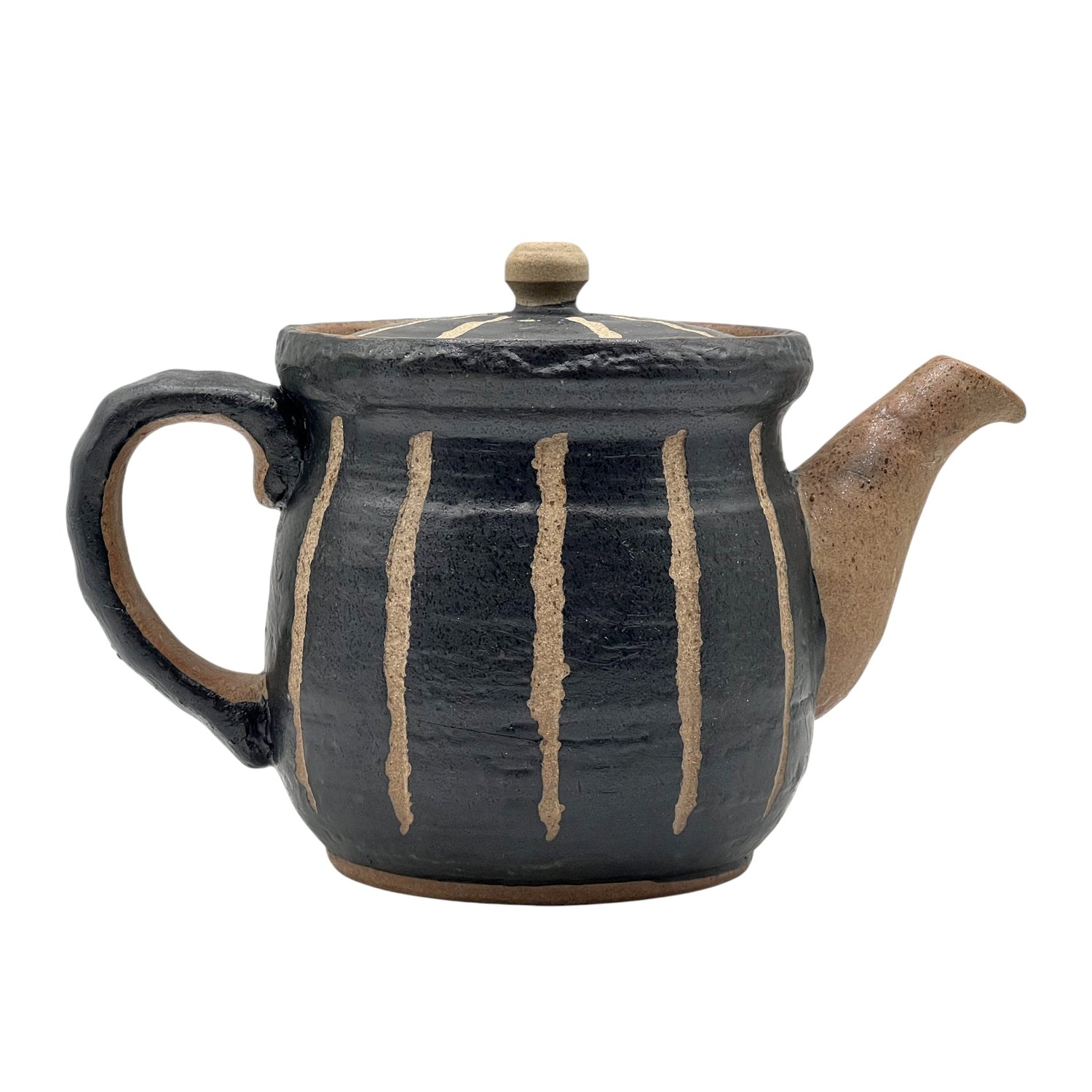 Hori Tokusa Black Mino-yaki Kyusu - Japanese Teapot