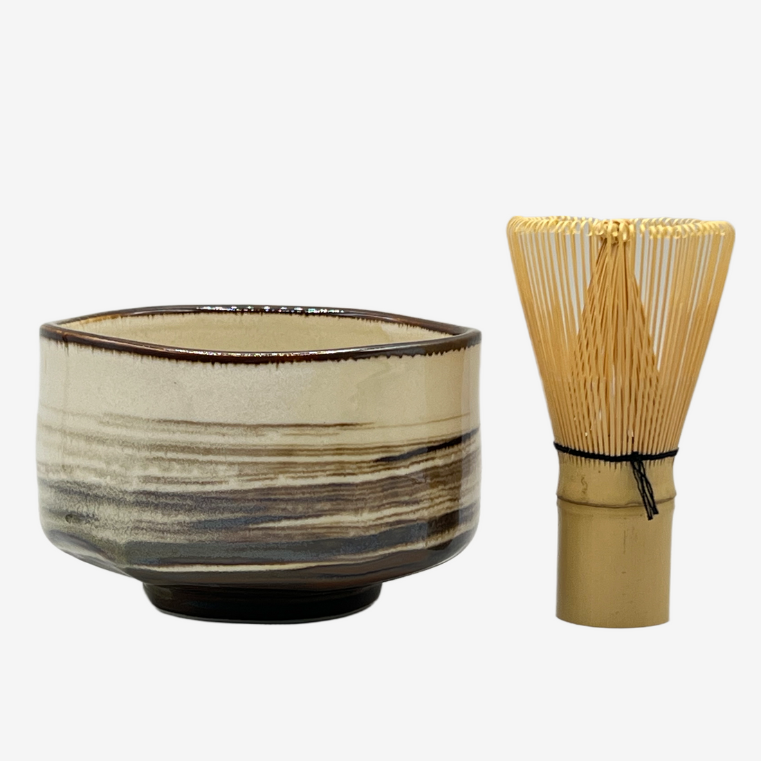 Ichiyama Brown Mino-yaki Chawan Set - Japanese Matcha Bowl