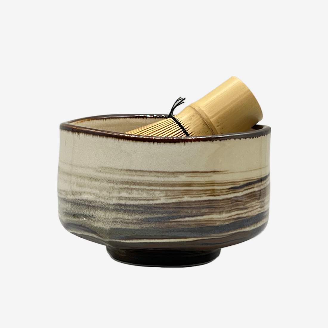 Ichiyama Brown Mino-yaki Chawan Set - Japanese Matcha Bowl