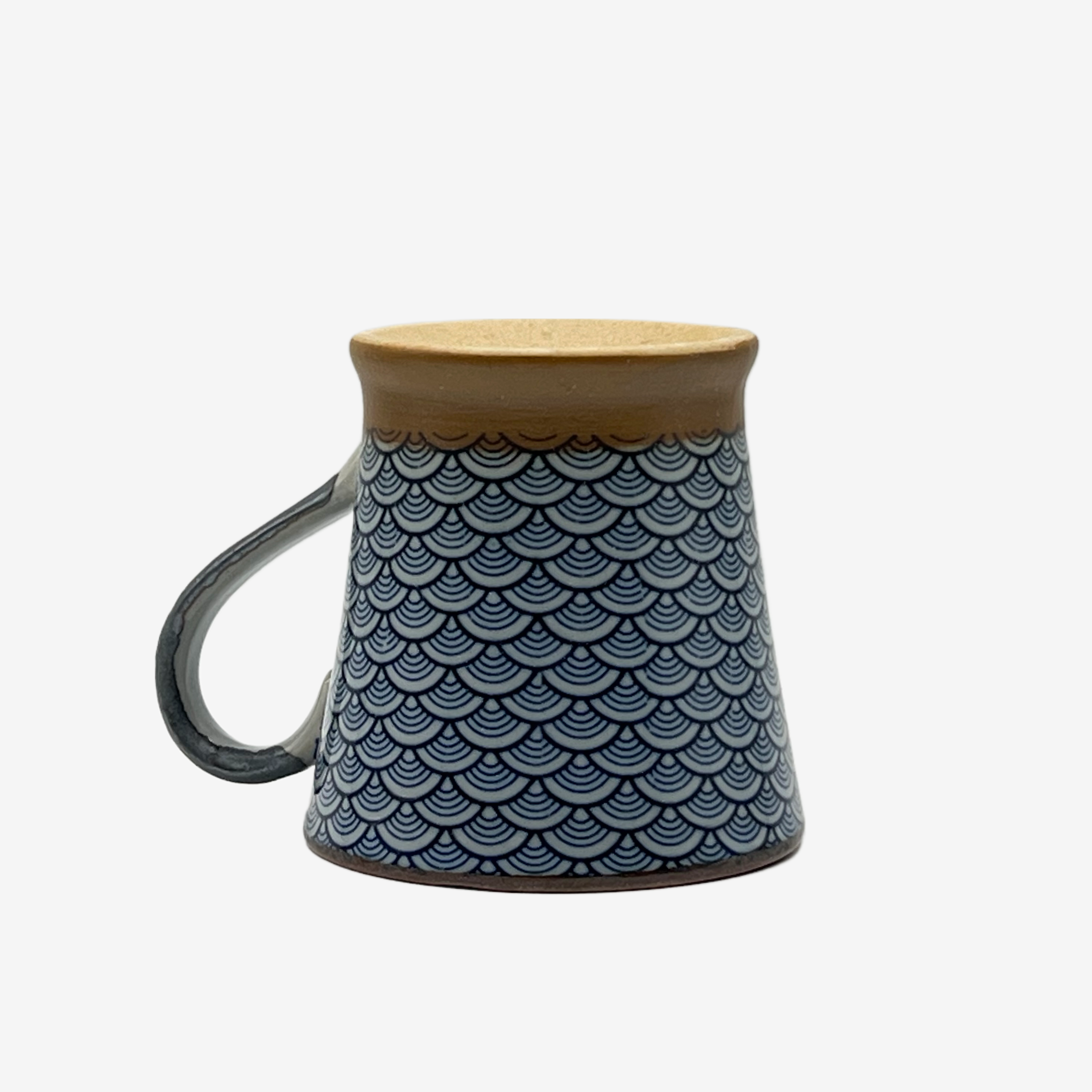 Komon Blue Mino-yaki Mug - Japanese Tea Mug