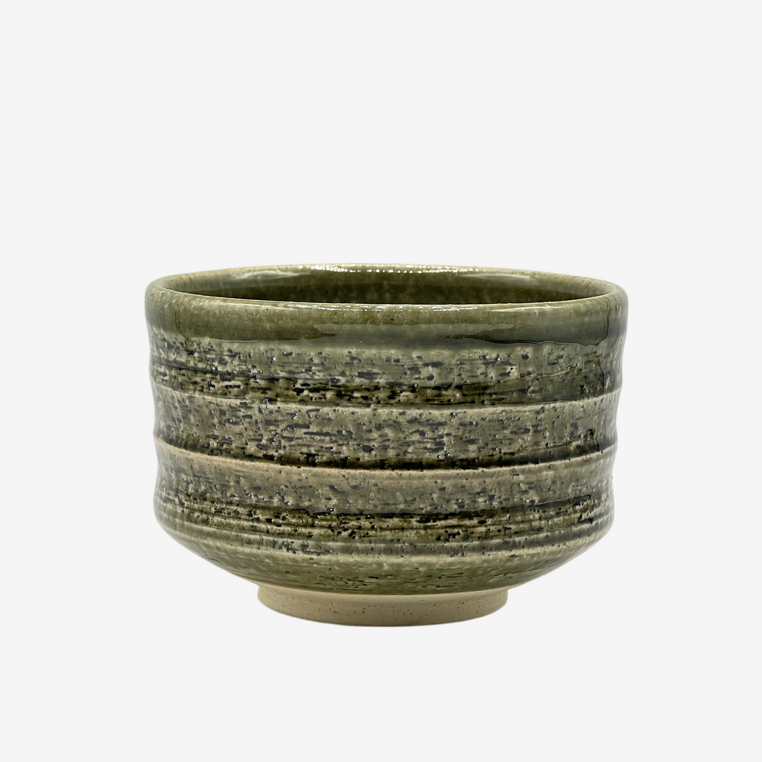 Maruyoshi Green Mino-yaki Chawan - Japanese Matcha Bowl