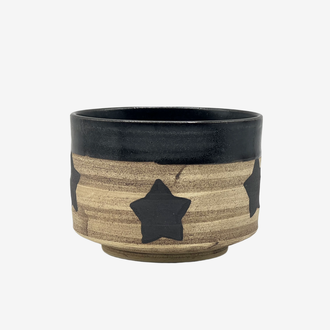 Hoshi Star Black Mino-yaki Chawan - Japanese Matcha Bowl