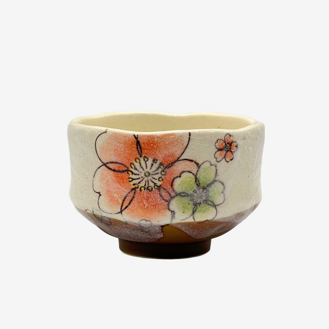 Akira Hana Beige Mino-yaki Chawan - Japanese Mini Matcha Bowl