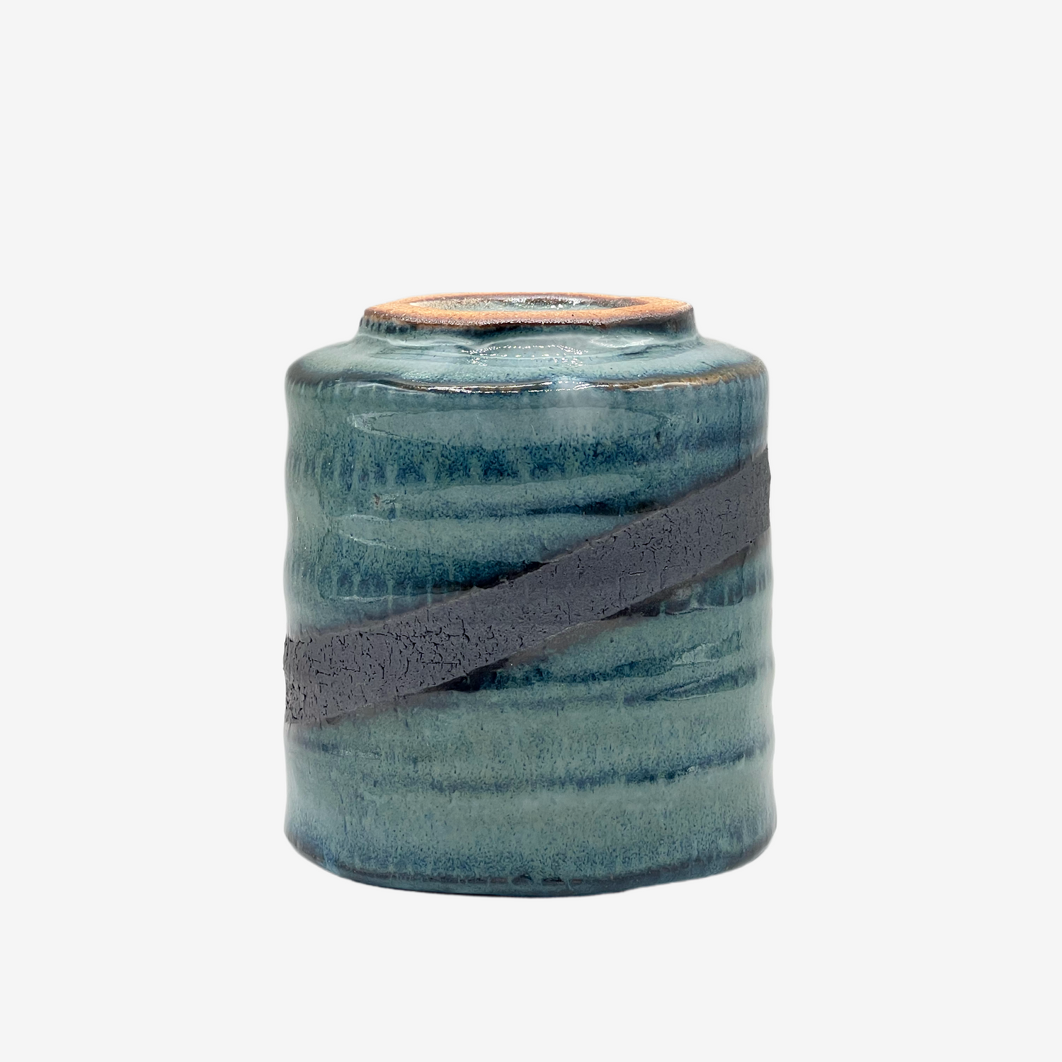 Kin Kama Blue Mino-yaki Yunomi - Japanese Teacup