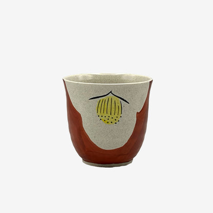 Akeno Red Tsubaki Mino-yaki Yunomi - Japanese Teacup