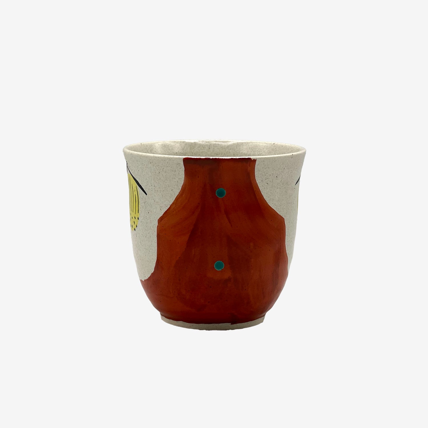 Akeno Red Tsubaki Mino-yaki Yunomi - Japanese Teacup