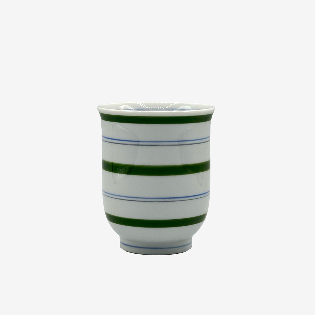 Midori Stripe Green Hasami-yaki Yunomi - Japanese Teacup