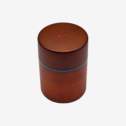 Sakura Brown Polished Grain Resin Tea Canister by Miyamoto Sangyo - Japanese Chazutsu