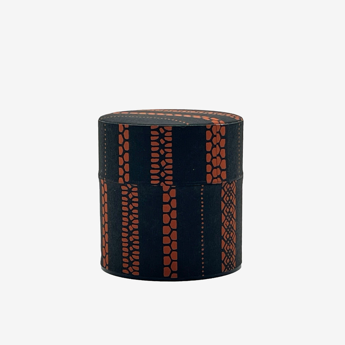 Shima Stripe Brown Washi Paper Wrapped Tea Canister (S) - Japanese Chazutsu