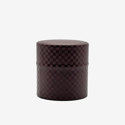 Ichimatsu Checkered Brown Washi Paper Wrapped Tea Canister (S) - Japanese Chazutsu