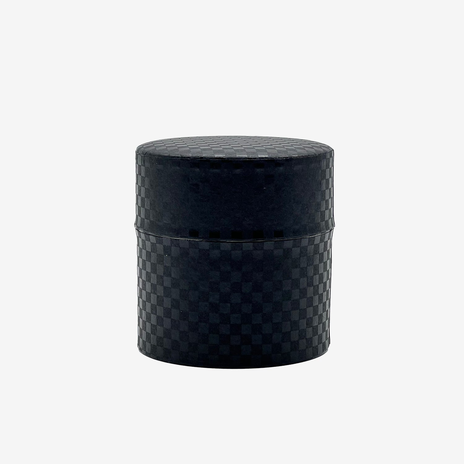 Ichimatsu Checkered Black Washi Paper Wrapped Tea Canister (S) - Japanese Chazutsu