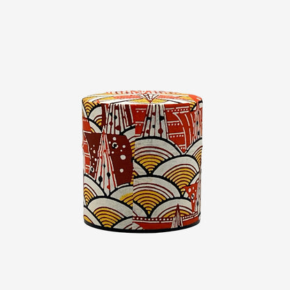 Saikaiha Orange Wave Washi Paper Wrapped Tea Canister (S) - Japanese Chazutsu