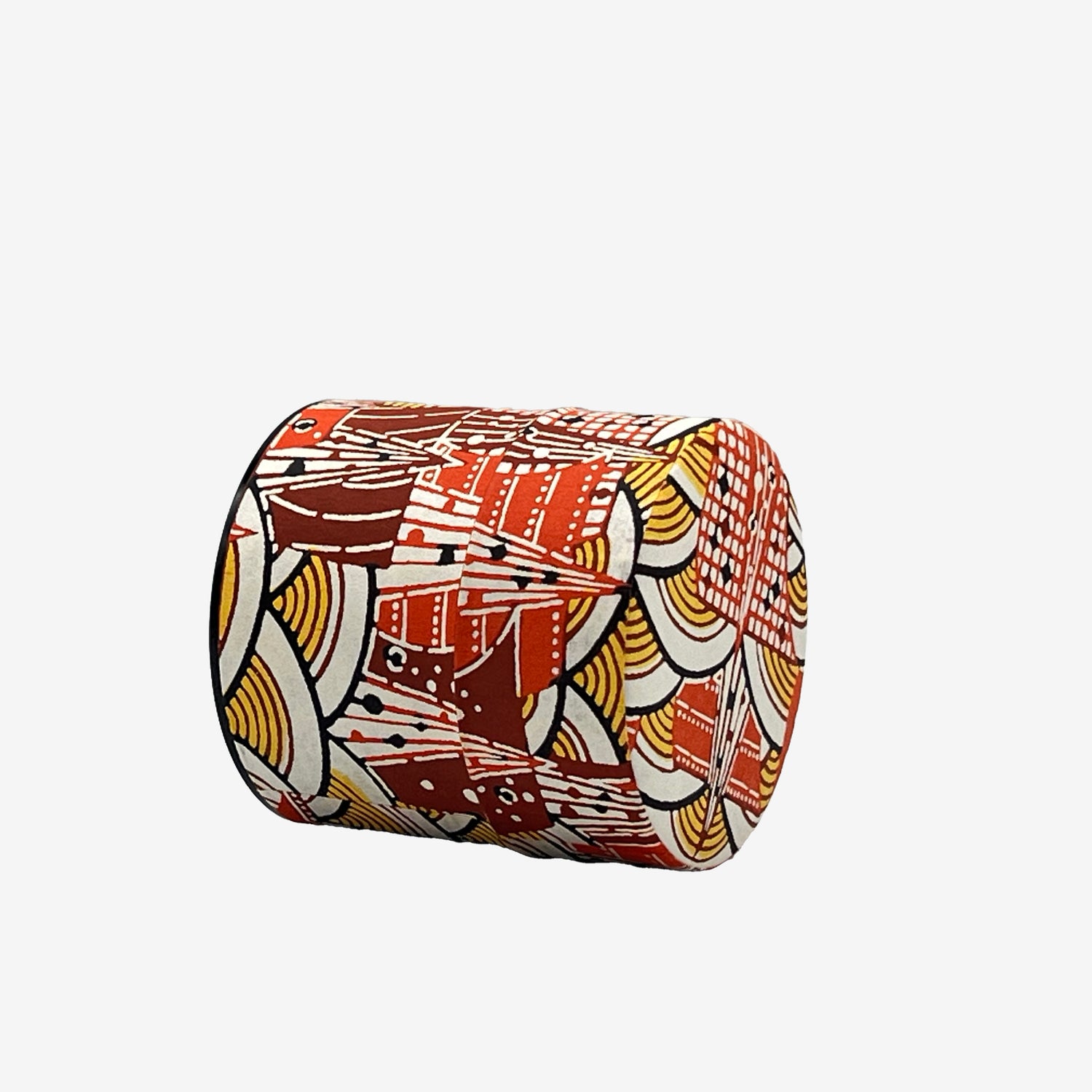 Saikaiha Orange Wave Washi Paper Wrapped Tea Canister (S) - Japanese Chazutsu