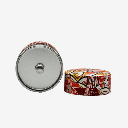 Saikaiha Orange Wave Washi Paper Wrapped Tea Canister (S) - Japanese Chazutsu