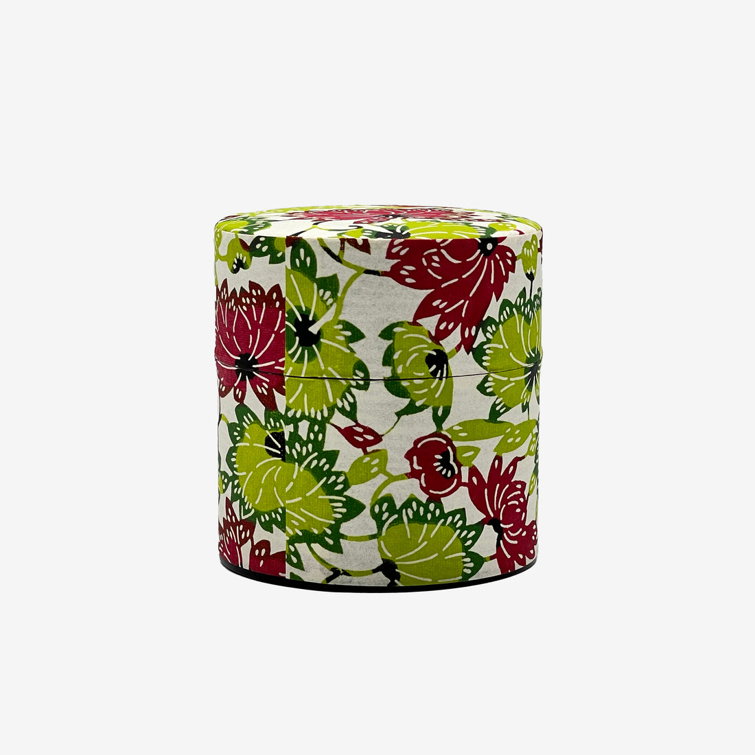 Natsuhana Flower Green Washi Paper Wrapped Tea Canister (S) - Japanese Chazutsu