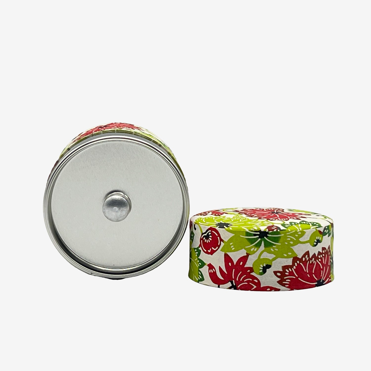 Natsuhana Flower Green Washi Paper Wrapped Tea Canister (S) - Japanese Chazutsu