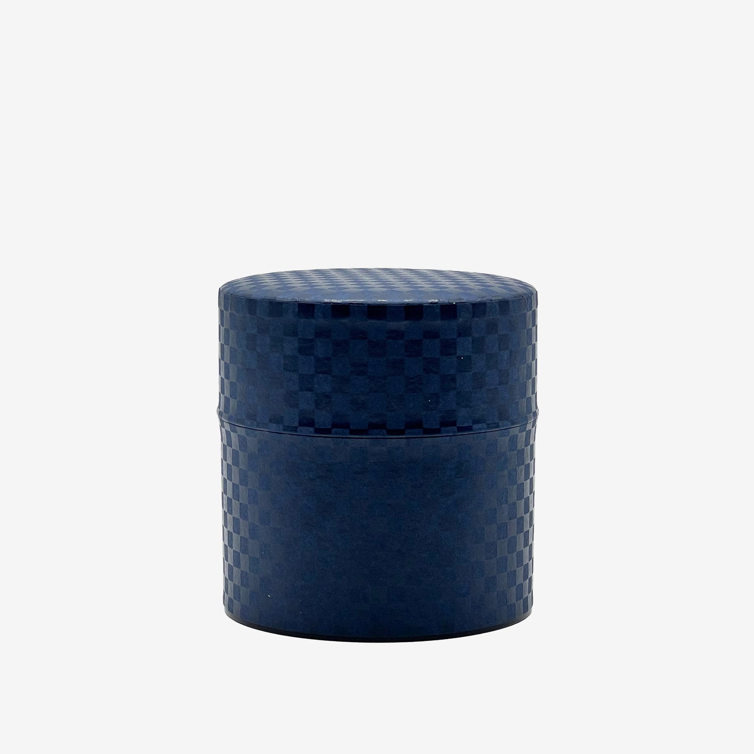 Ichimatsu Checkered Blue Washi Paper Wrapped Tea Canister (S) - Japanese Chazutsu