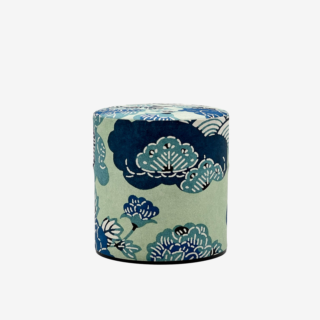 Shiki Seikaiha Blue Washi Paper Wrapped Tea Canister (S) - Japanese Chazutsu