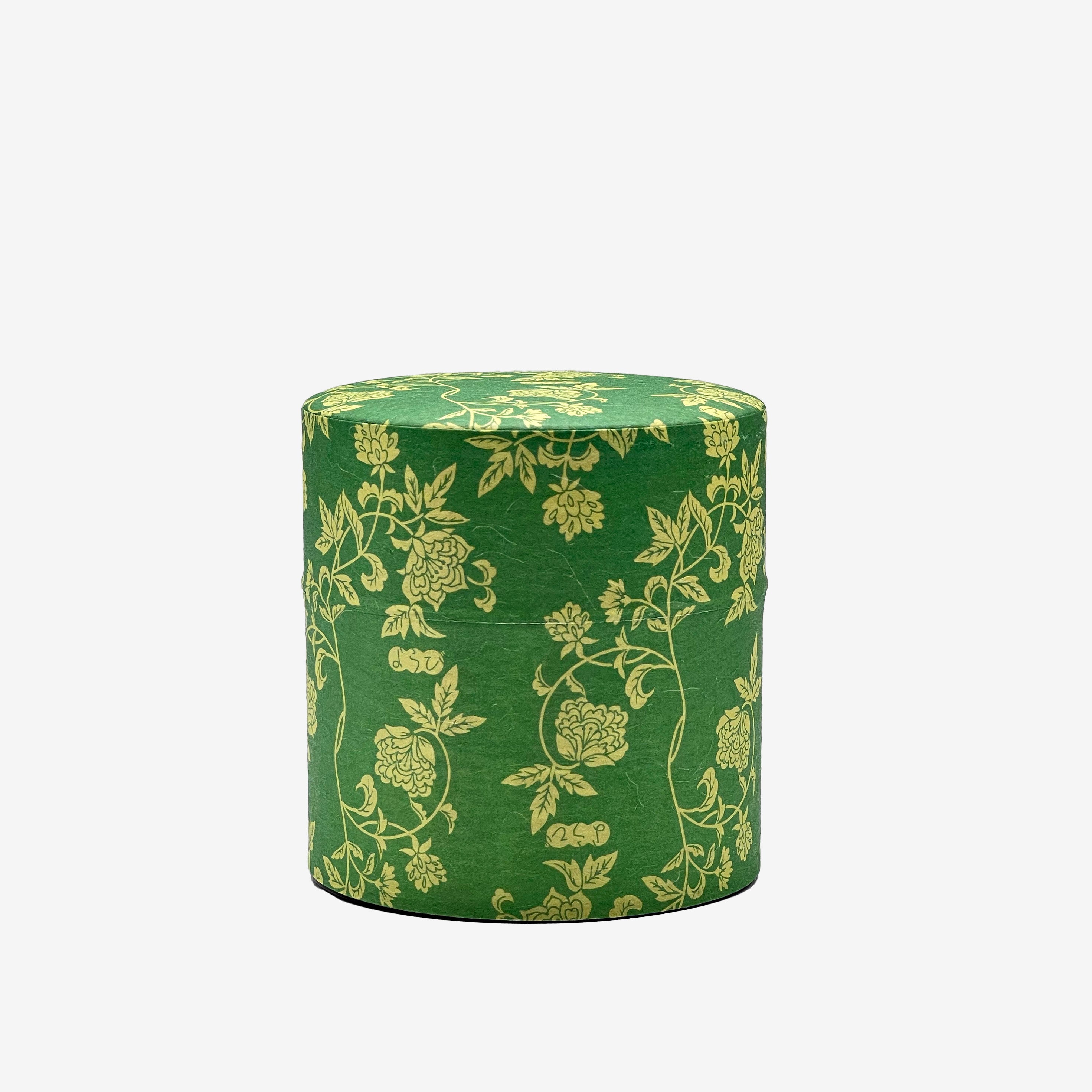 Hana Karakusa Green Washi Paper Wrapped Tea Canister (S) - Japanese Chazutsu