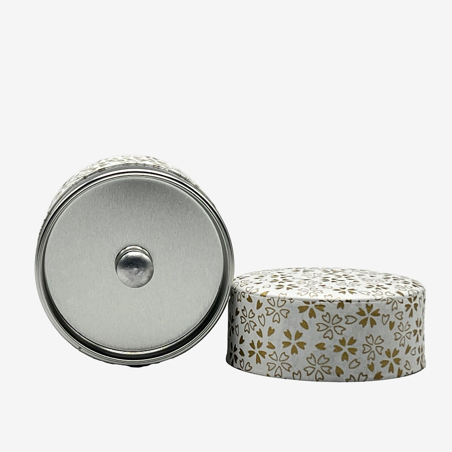 Kenran Hana White Washi Paper Wrapped Tea Canister (S) - Japanese Chazutsu