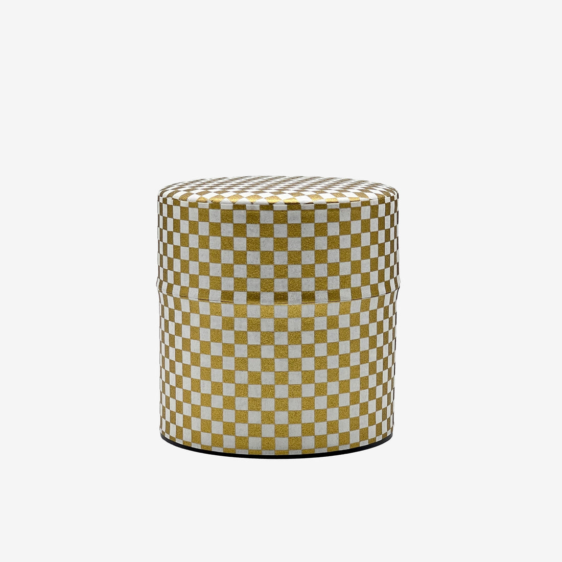 Ichimatsu Checkered White Washi Paper Wrapped Tea Canister (S) - Japanese Chazutsu