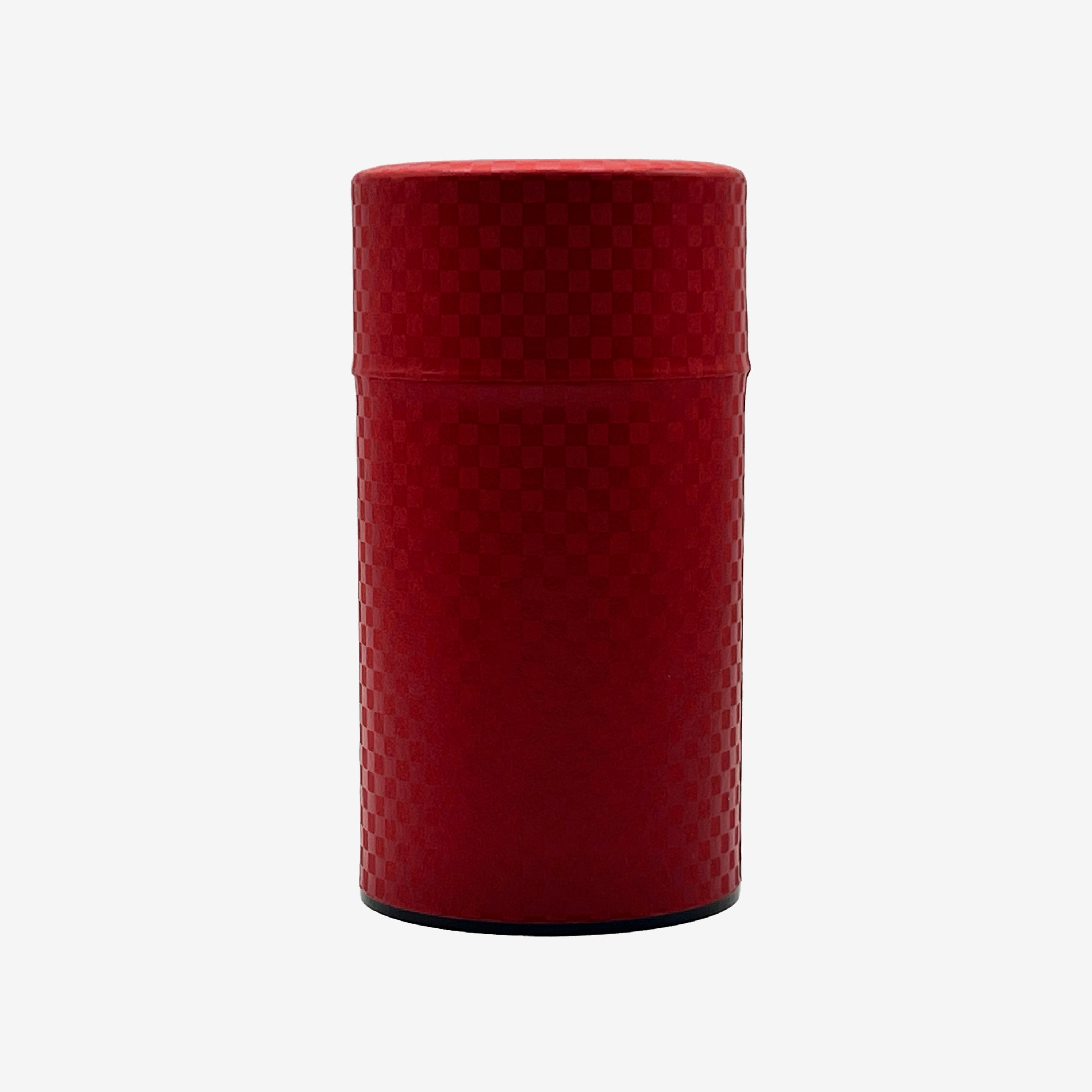 Ichimatsu Checkered Red Washi Paper Wrapped Tea Canister (L) - Japanese Chazutsu