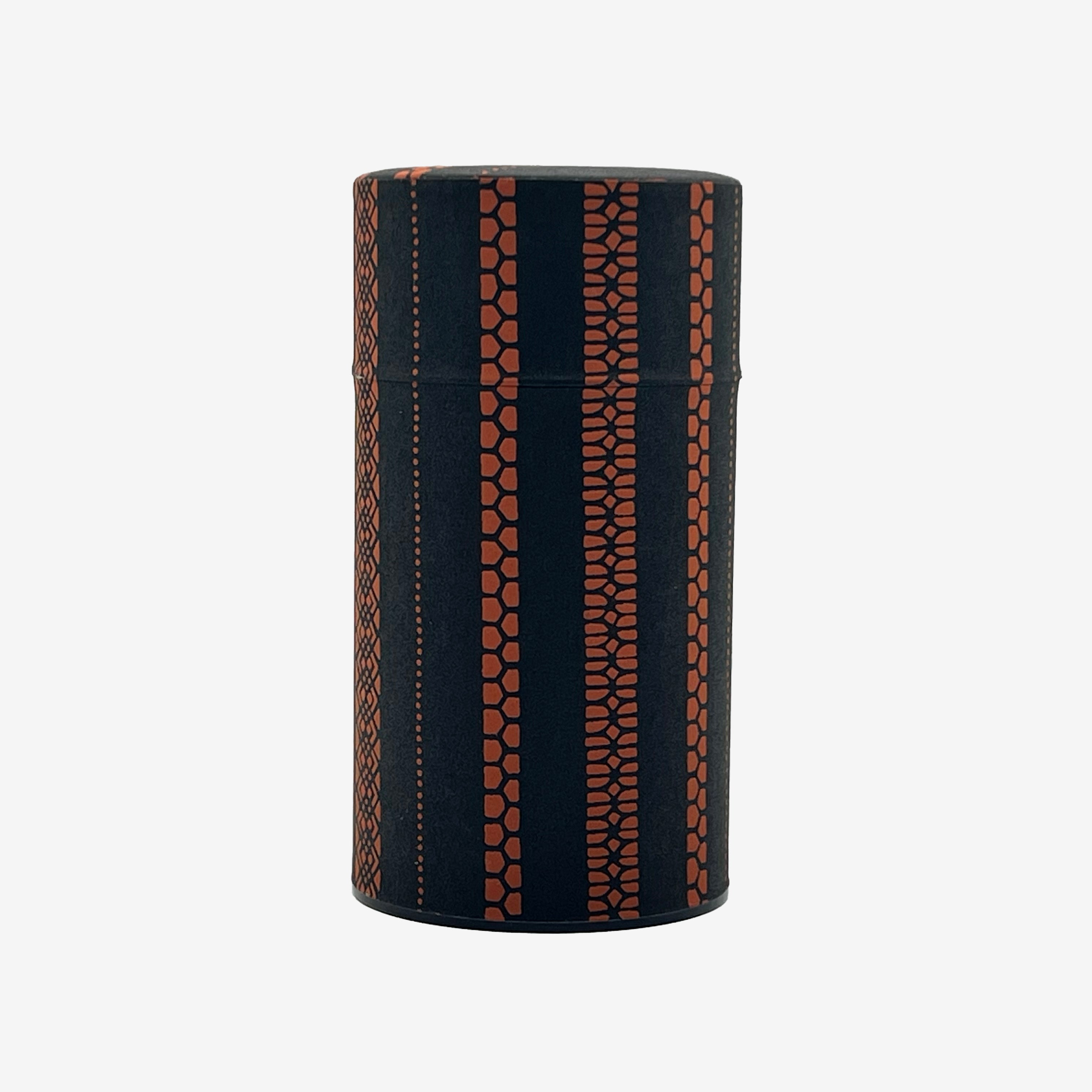 Shima Stripe Brown Washi Paper Wrapped Tea Canister (L) - Japanese Chazutsu