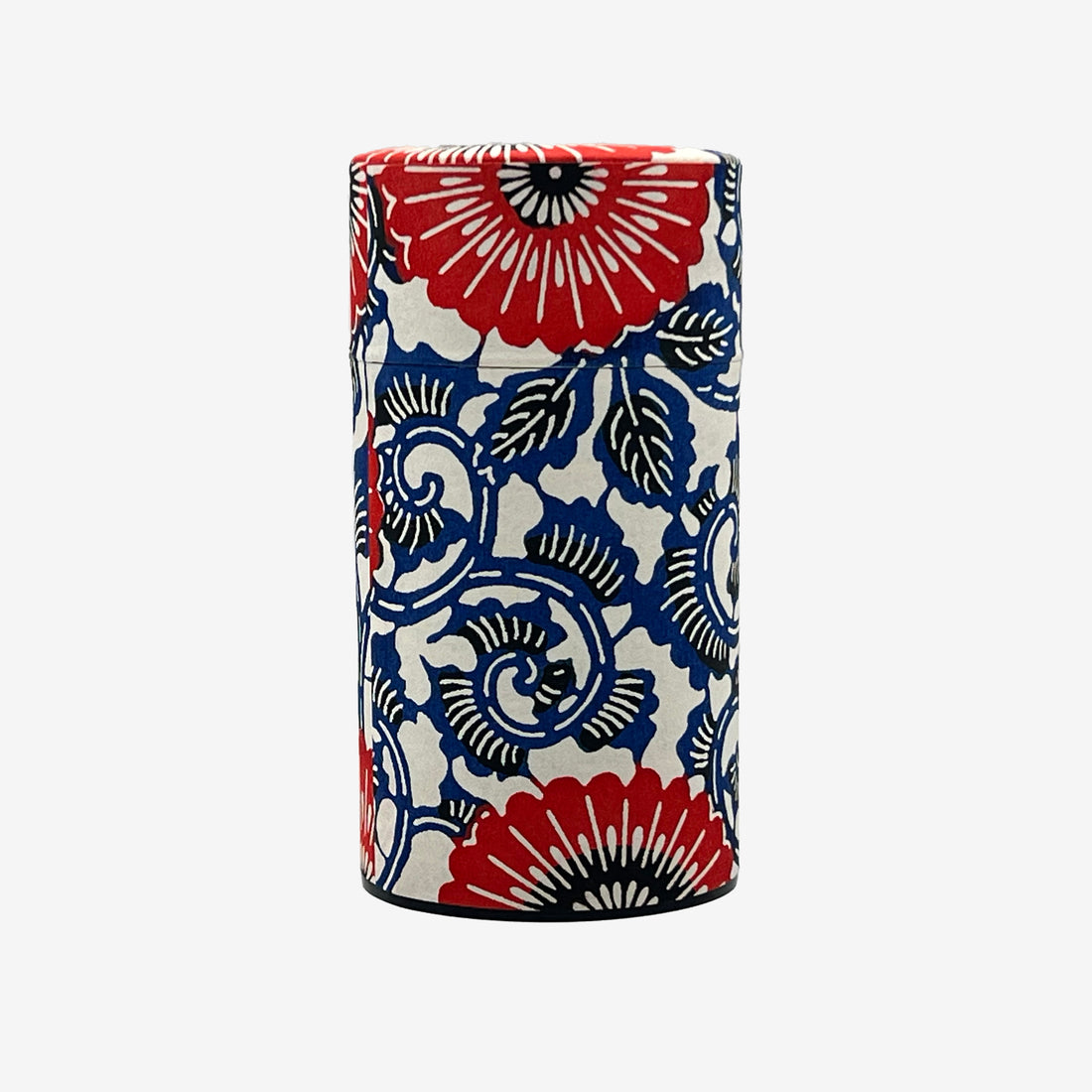 Karahana Blue Washi Paper Wrapped Tea Canister (L) - Japanese Chazutsu