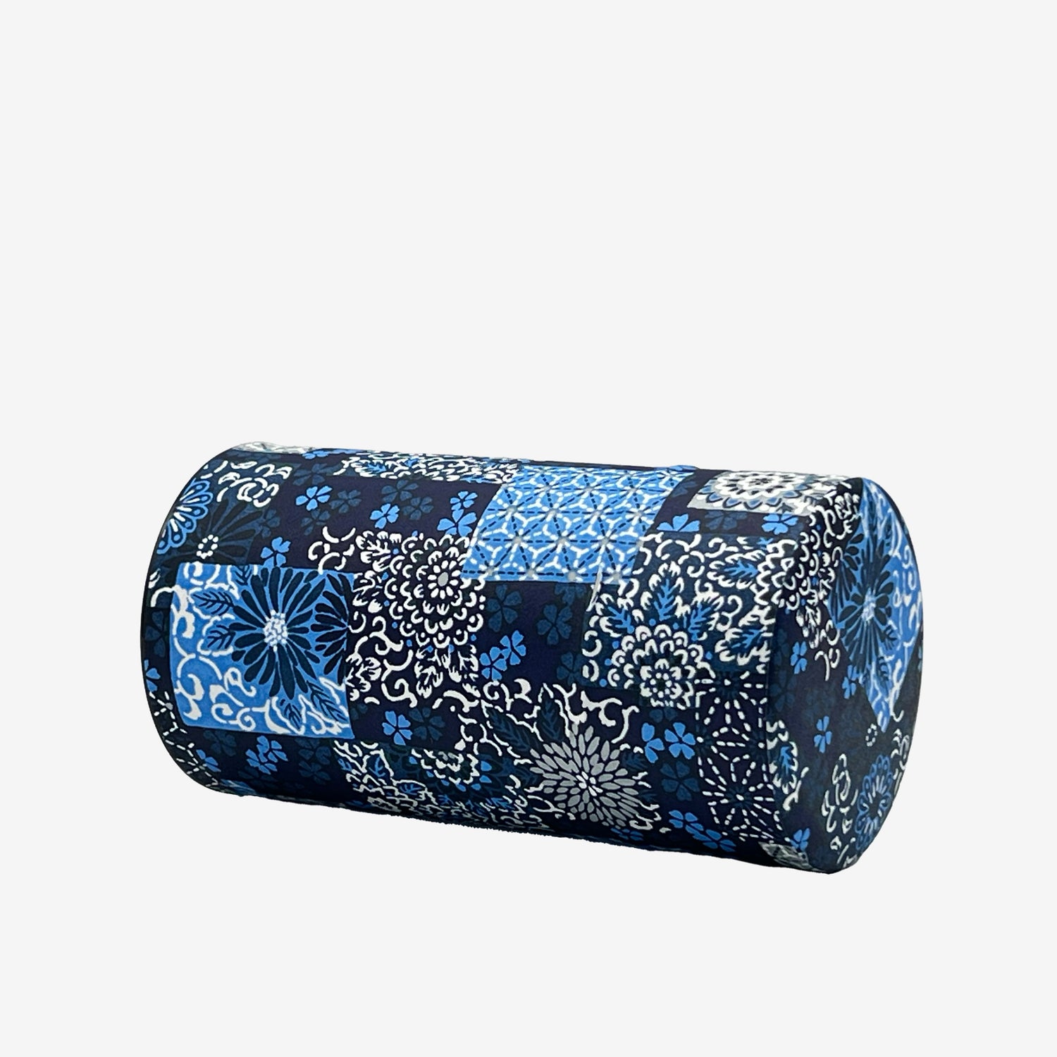 Indigo Hana Pattern Blue Washi Paper Wrapped Tea Canister (L) - Japanese Chazutsu