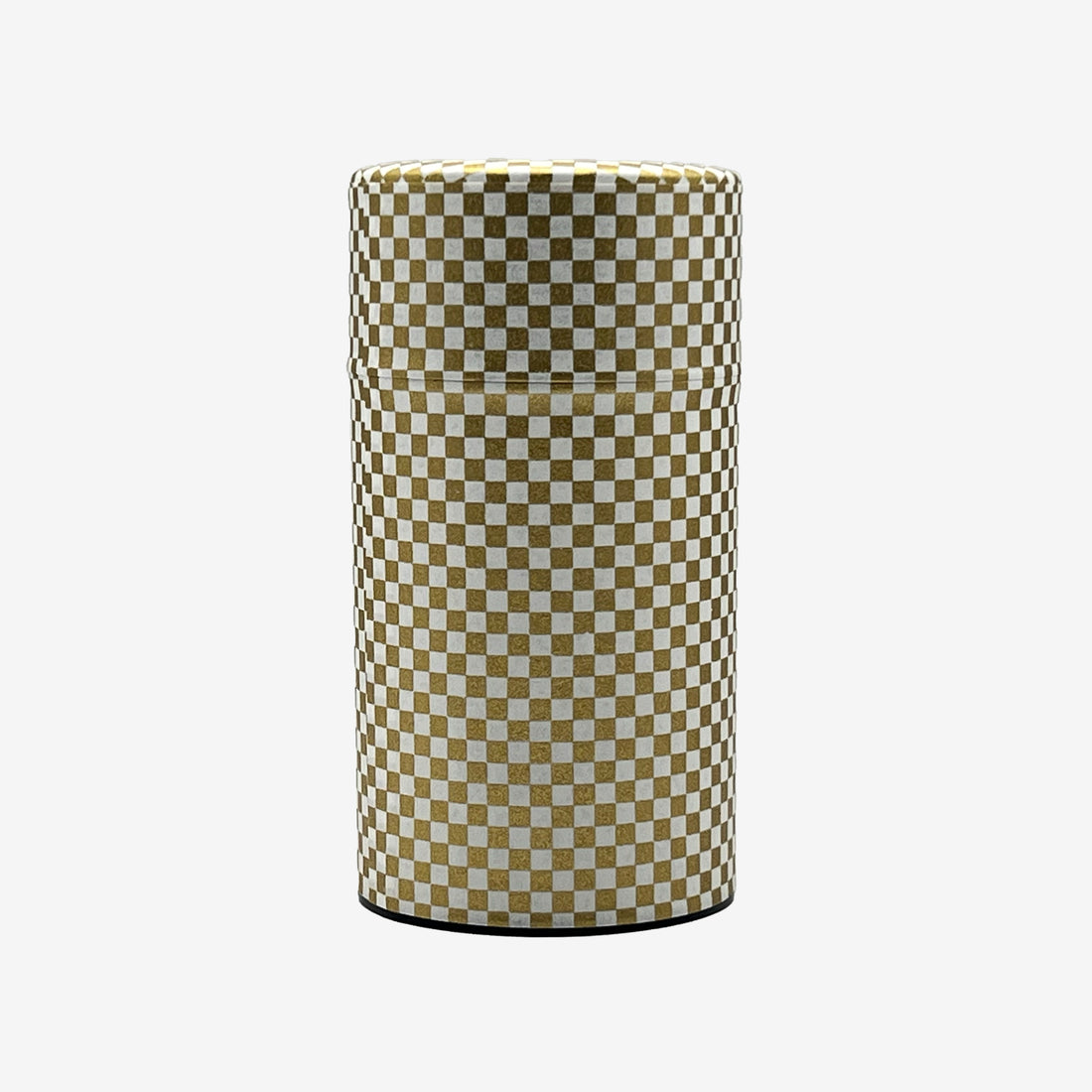 Ichimatsu Checkered White Washi Paper Wrapped Tea Canister (L) - Japanese Chazutsu