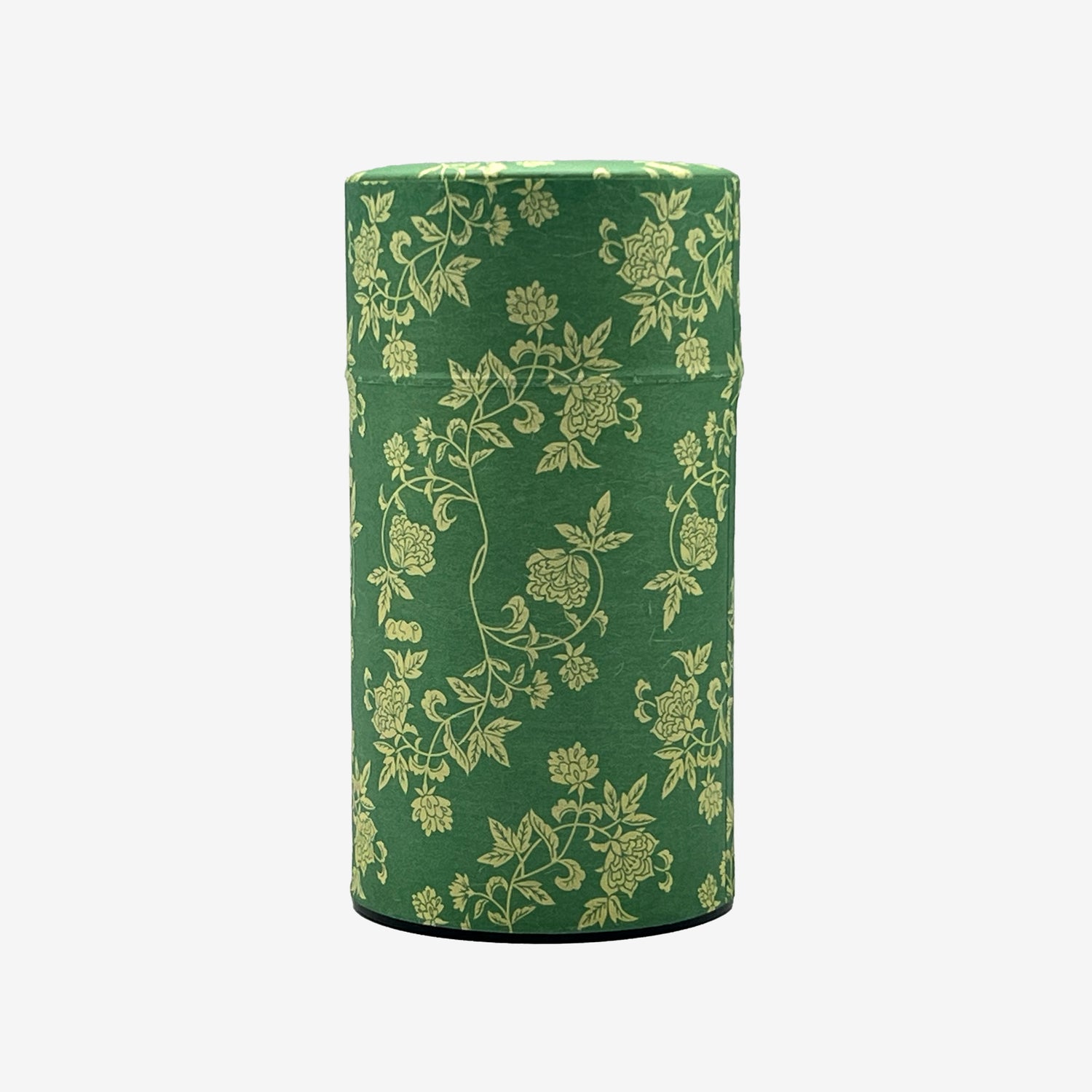 Hana Karakusa Green Washi Paper Wrapped Tea Canister (L) - Japanese Chazutsu