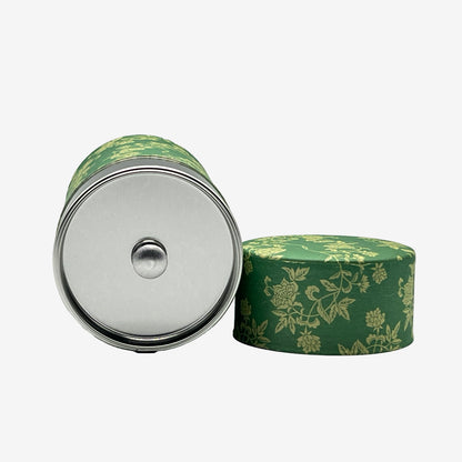 Hana Karakusa Green Washi Paper Wrapped Tea Canister (L) - Japanese Chazutsu