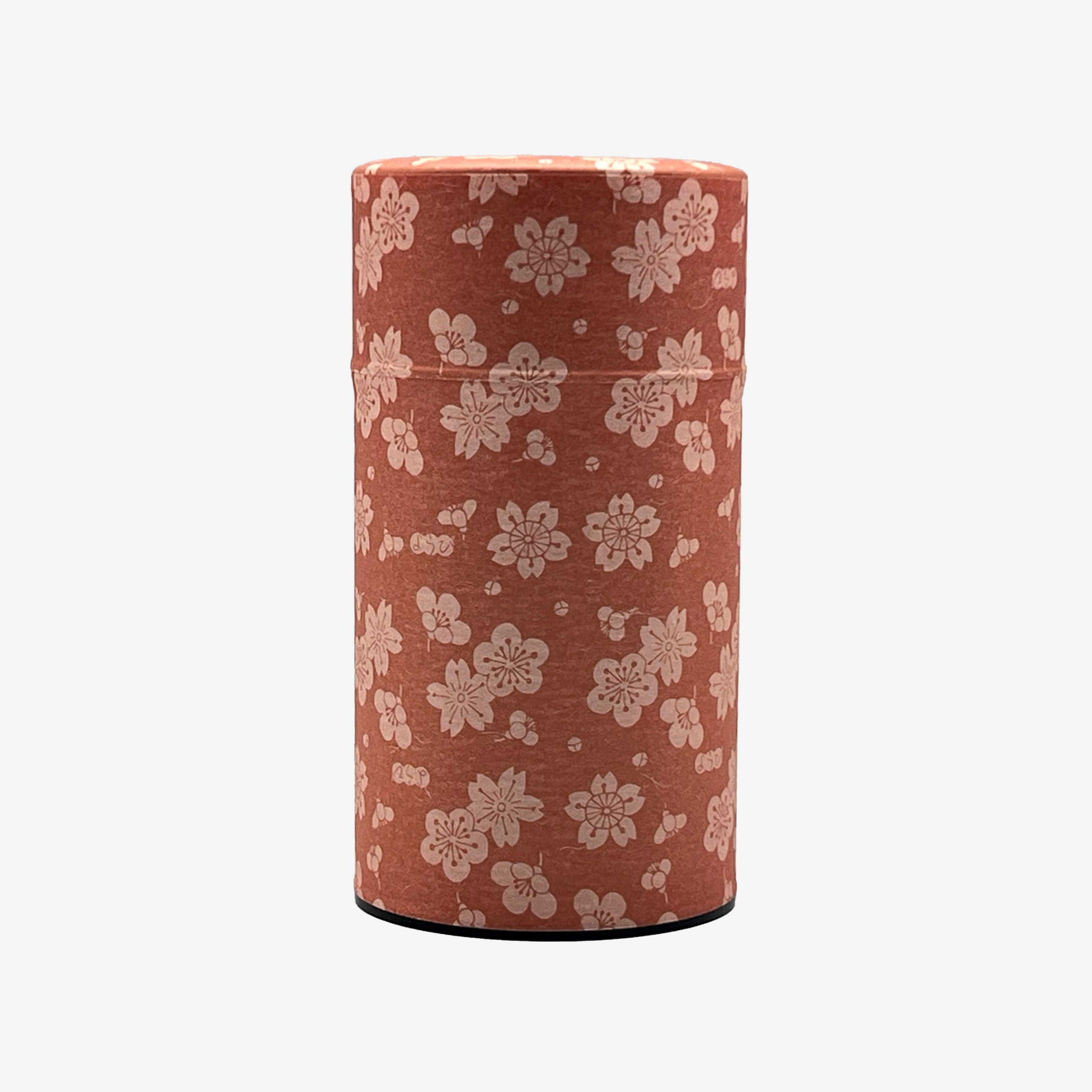 Sakuraume Cherry Blossom Pink Washi Paper Wrapped Tea Canister (L) - Japanese Chazutsu