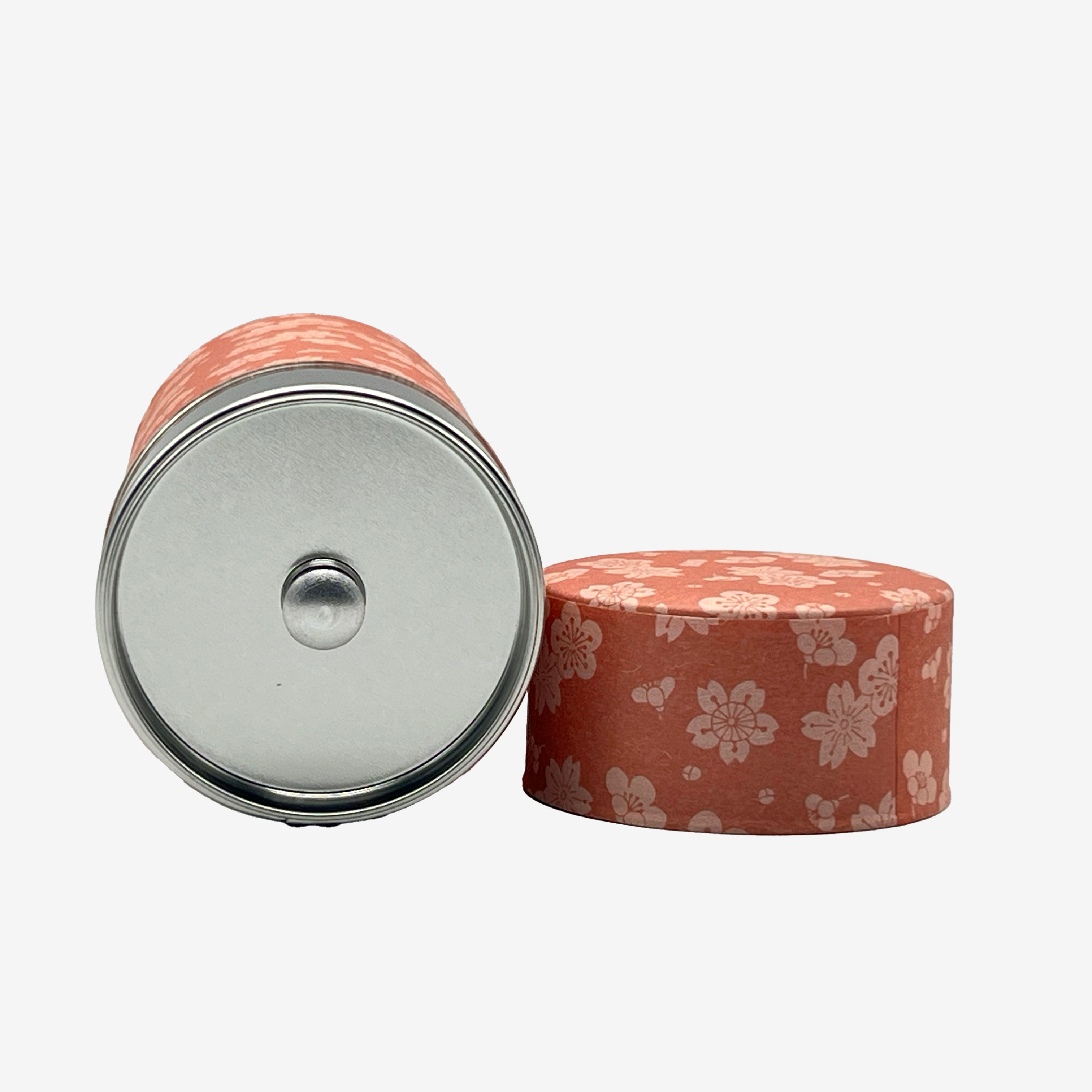 Sakuraume Cherry Blossom Pink Washi Paper Wrapped Tea Canister (L) - Japanese Chazutsu